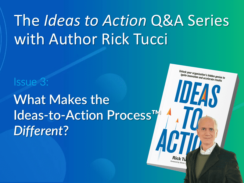 Issue 3 of the Ideas to Action Q&A Series with Rick Tucci featuring the five-step process for employee-powered innovation and 60-day sprints.